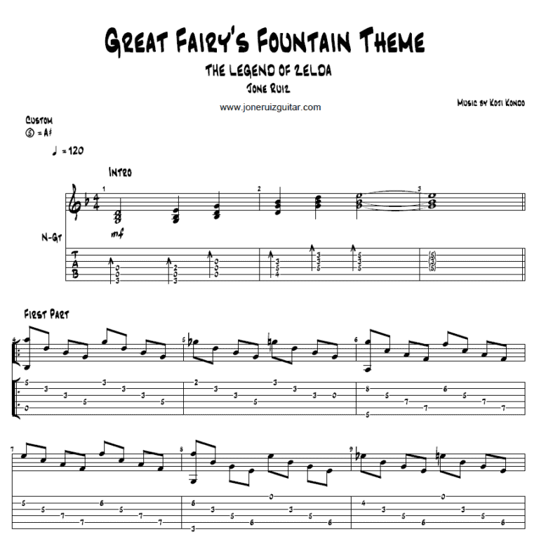 Great Fairy Fountain Sheet Music + Guitar Tabs (Score)