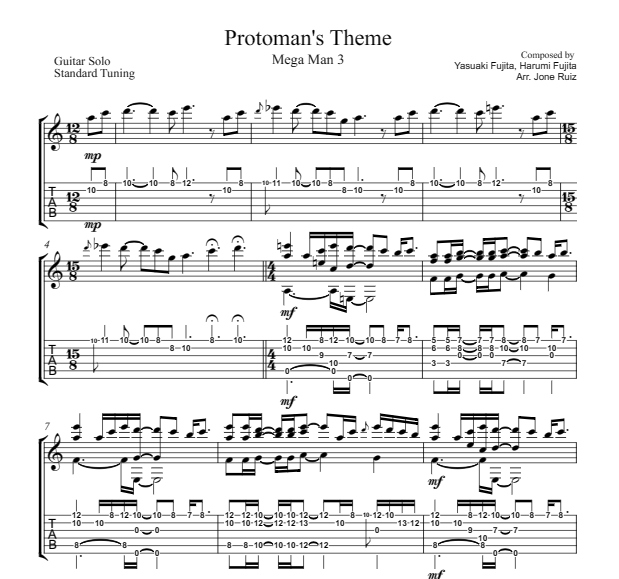 Mega Man – Protoman Theme Guitar Tab