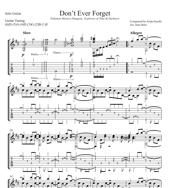 Pokémon – Don’t Ever Forget Guitar Tab