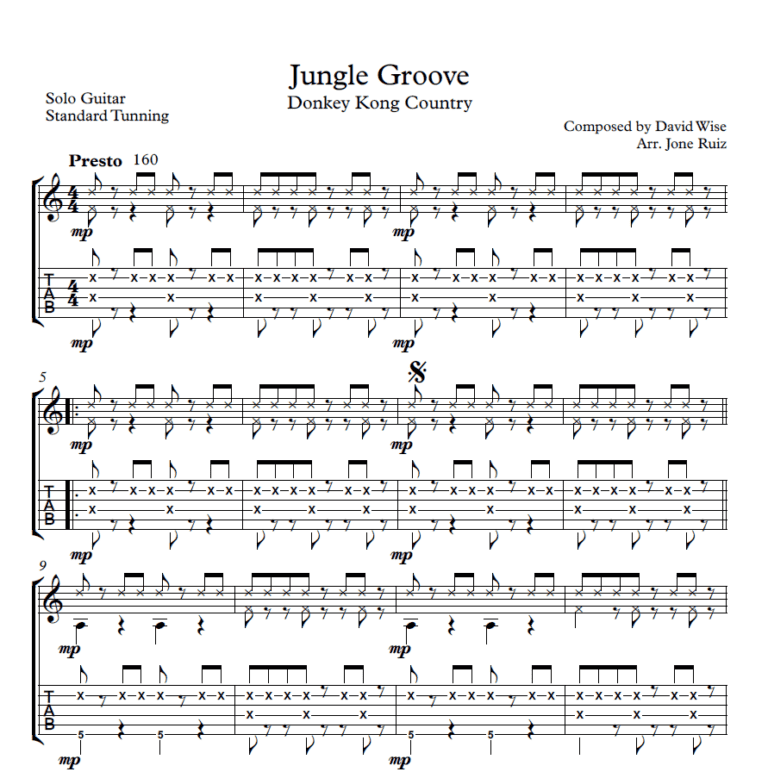 Donkey Kong Country – Jungle Groove Guitar Tab