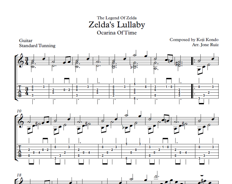 Zeldas Lullaby Tab (Zelda Guitar Tablature)