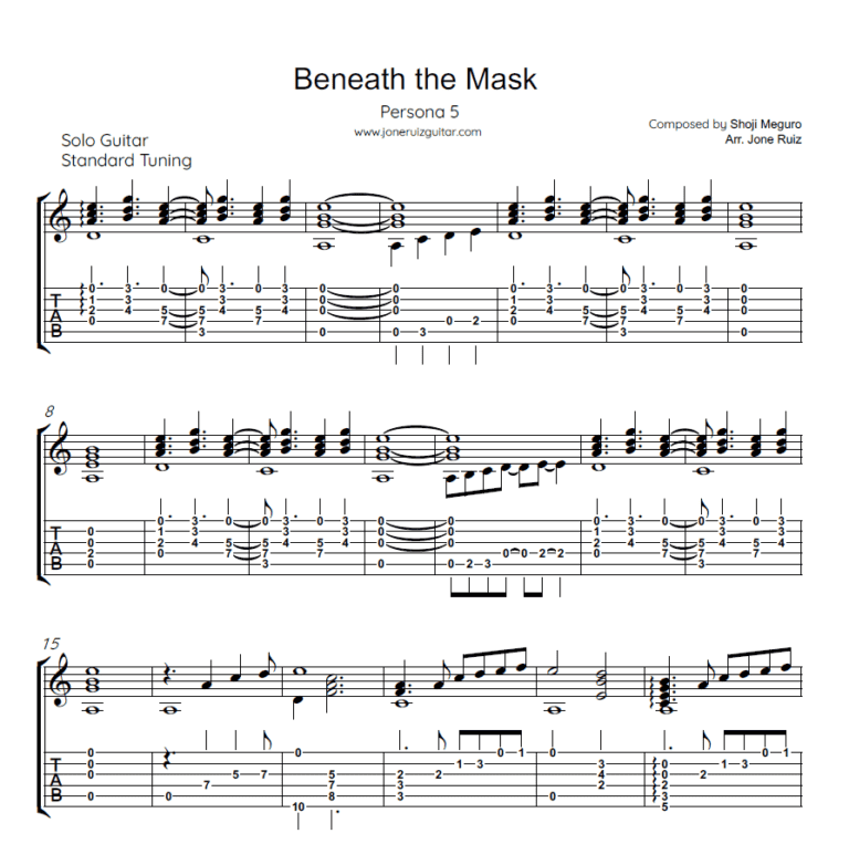 Persona 5 – Beneath The Mark Guitar Tab