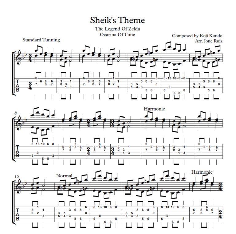Zelda – Sheiks Theme Guitar Tab